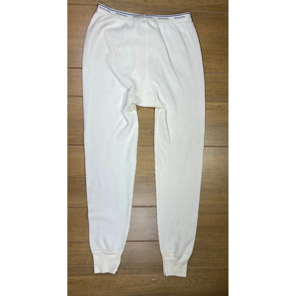 Fruit of the Loom Mens Waffle Knit Thermal Underwear Bottoms Cream RN 123187